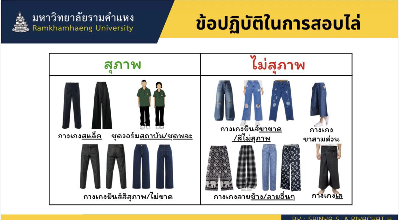 กางเกงที่อนุญาตให้สวมใส่